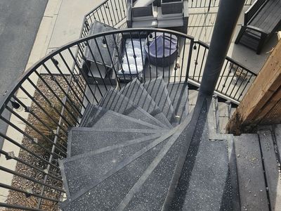 Spiral metal stairs
