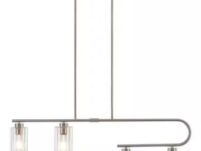 4-Light Nickel Linear Chandelier for Dining Room No Bulbs Included Brush Nickel