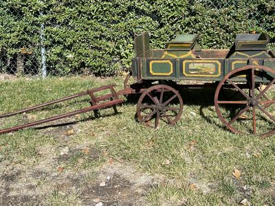 Antique Goat Wagon w/ Sleigh Runners – Original Paint – Decor Piece