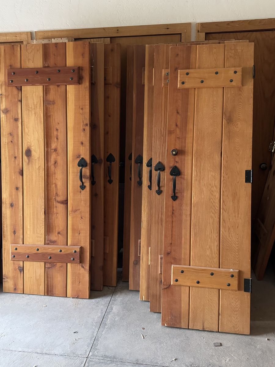 Rustic Solid Wood Plank Doors w Frames- Interior/Exterior, Various Sizes, Farmhouse Cabin Lodge Ski Home Style