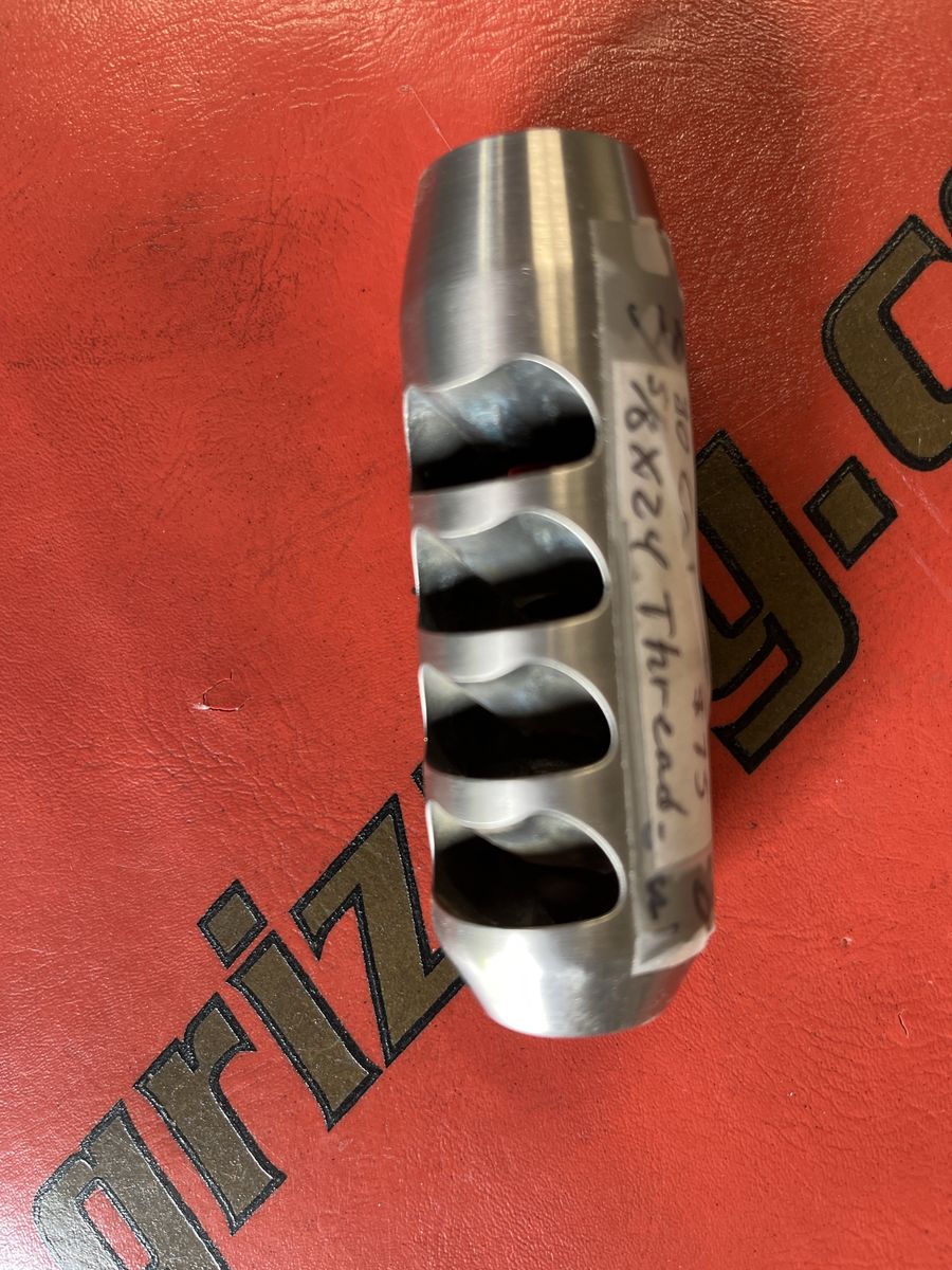 30 Caliber Muzzle Brake - 5/8x24 Thread - Stainless Steel. 