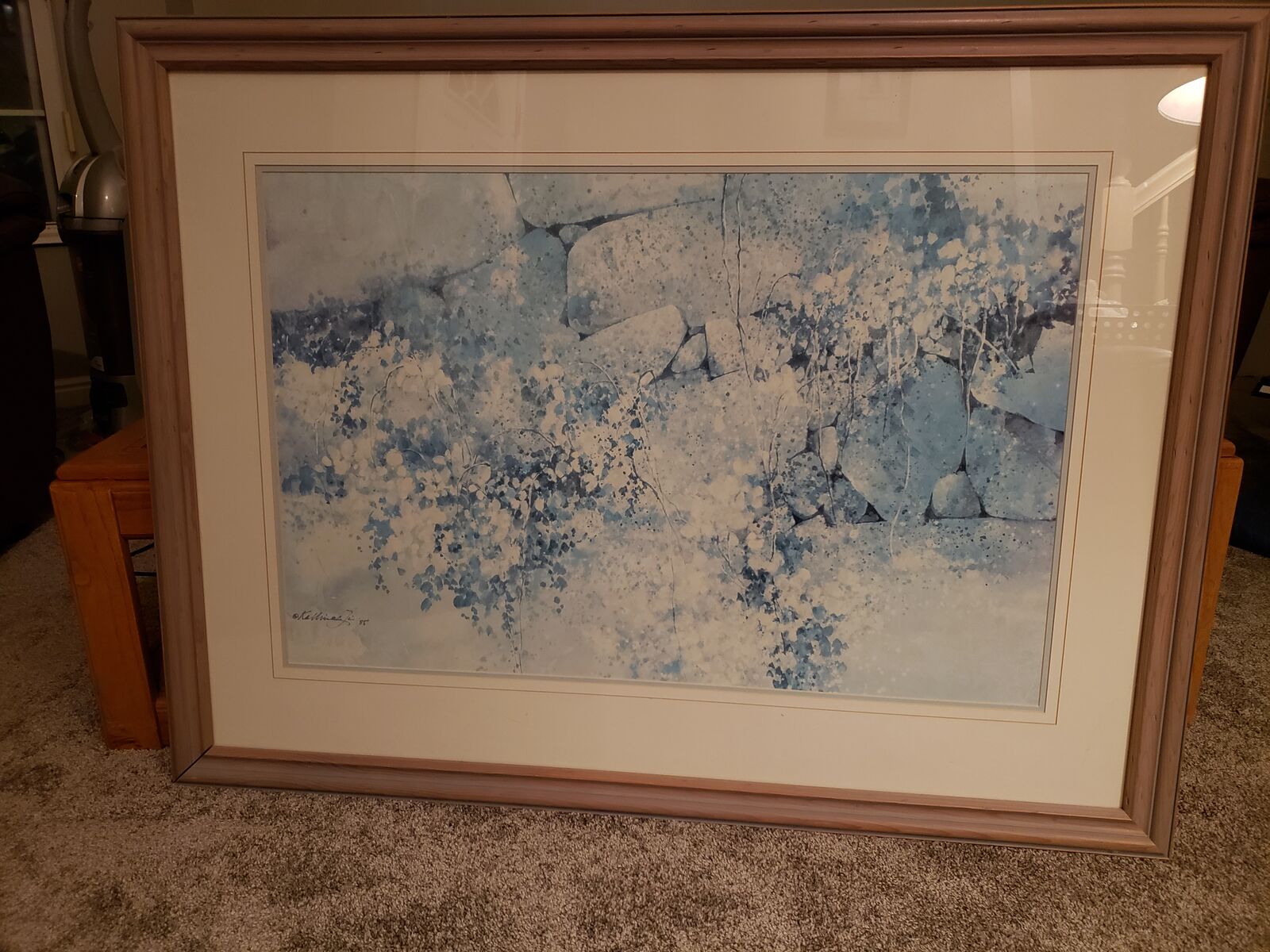 Large Impression "Stones and Ivy" Framed Art Painting Wall Hanging Picture Decor