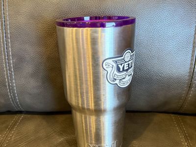 YETI Rambler 30 oz Stainless Steel Tumbler with Purple Lid - Authentic & Durable