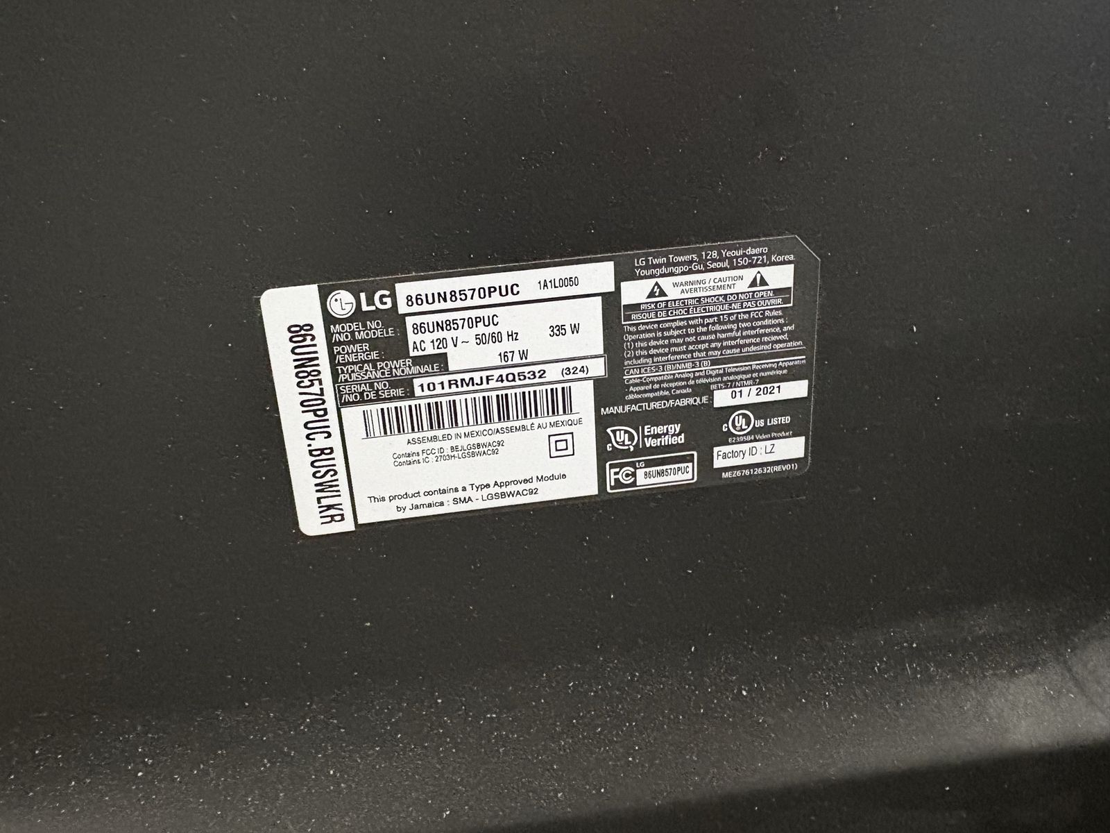 FREE: Broken Screen! LG 86UN8570PUC 86" 4K UHD Smart LED TV - 2021 Model