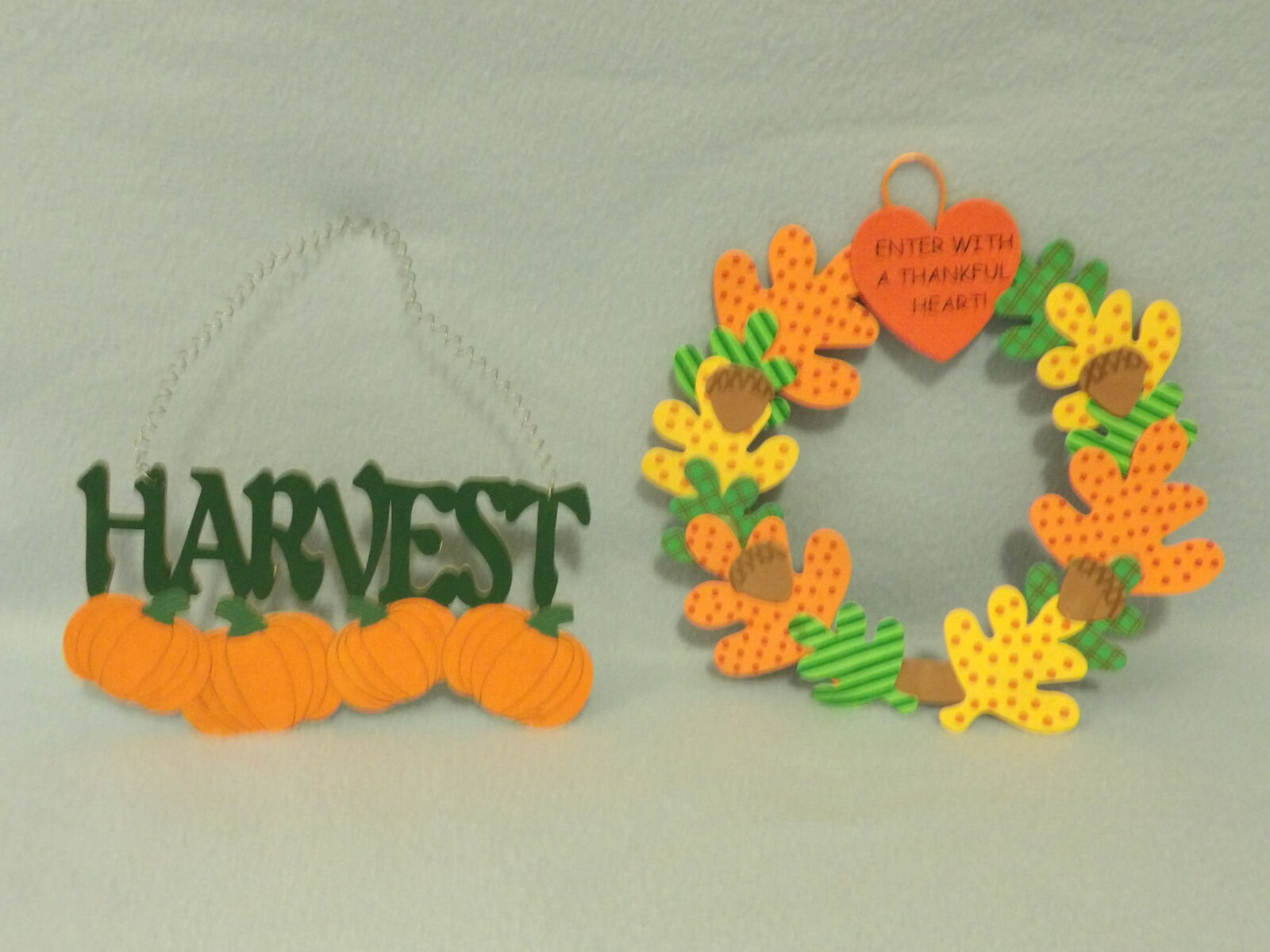 Tole Painted Wooden Harvest Sign & Soft & Fall Decoration Foam Wreath