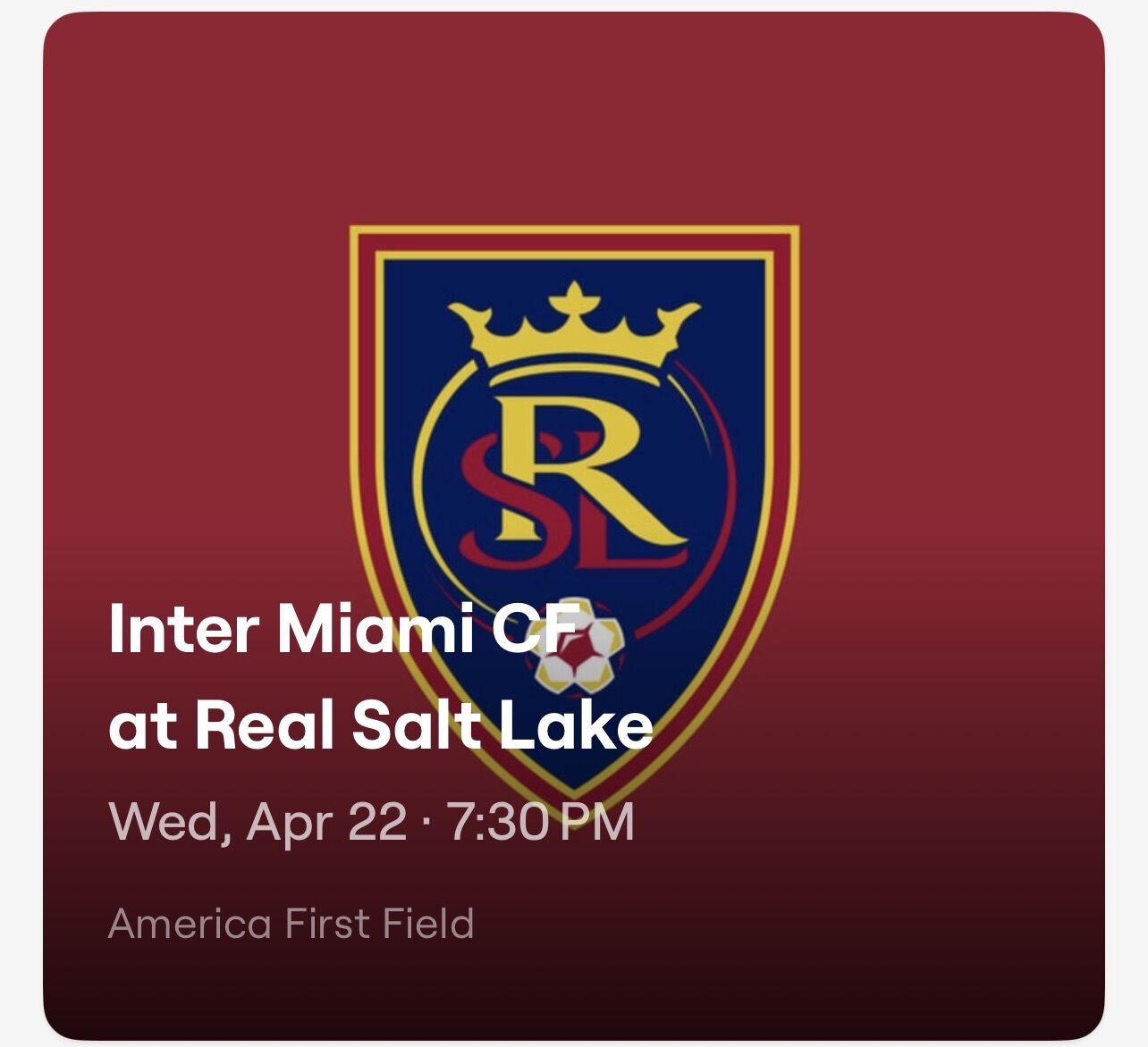 Inter Miami Vs Real Salt Lake (2) Tickets