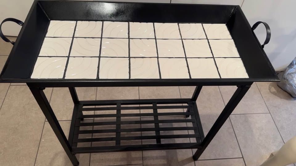 Tile Console Table Nordic Herringbone style