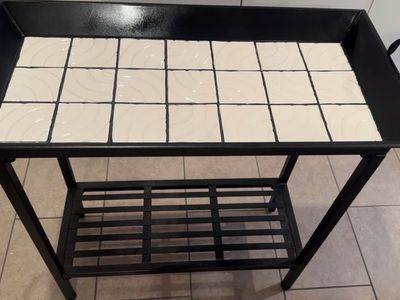 Tile Console Table Nordic Herringbone style