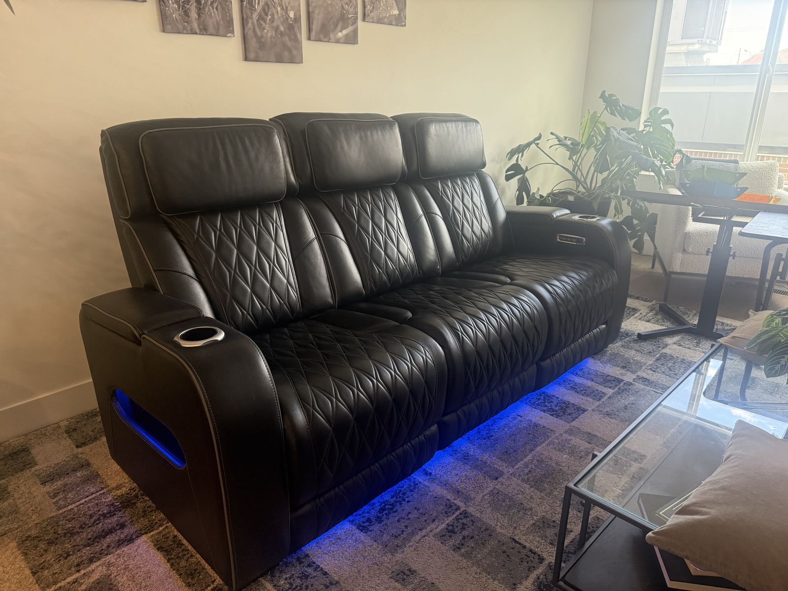 Used Boyington Dual Power Leather Reclining Sofa