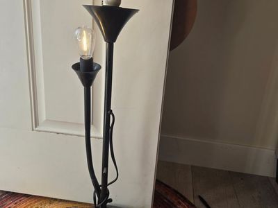 Black 2-Light Torchiere Floor Lamp – Industrial Mother Son Task Desk Light 26"