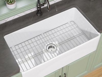 TUKTUK White Farmhouse Sink 33X20 Fireclay Farm Sink for Kitchen Apron Undermount Kitchen Sink Single Bowl Big Capacity Deep Dro