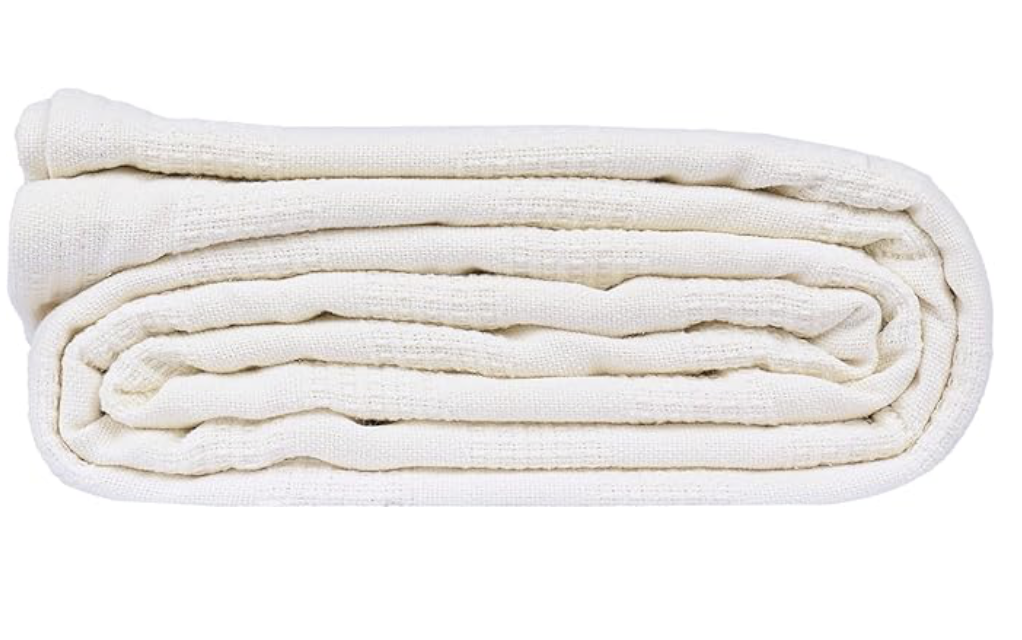 NEW 24pk Snag Free Thermal Blankets Bedspread Low Weight (66 x 90) / White 45/55 poly cotton