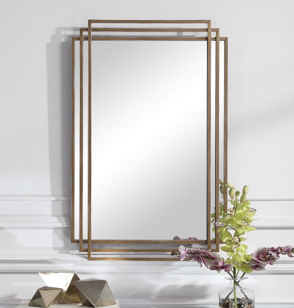 New Uttermost Amherst Brushed Gold 23 3/4" x 36 1/2" Wall Mirror