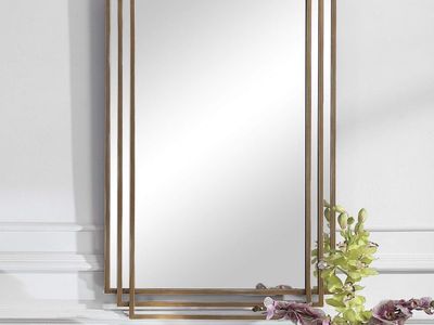 New Uttermost Amherst Brushed Gold 23 3/4" x 36 1/2" Wall Mirror
