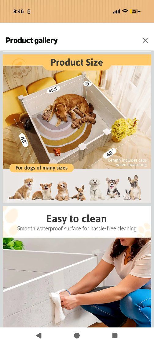 Little Dove 48"x48"x18" PVC Whelping Box & Puppy Playpen with Adjustable Door, White