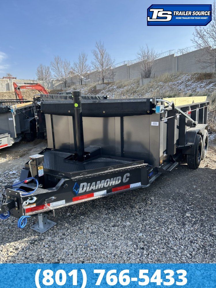 7x14 Diamond C LPT 208 Dump Trailer - 32" Sides - 18K GVWR - 18 Ply Tire Upgrade, Board Brackets, Long Arm Tarp