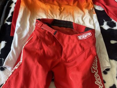 Troy Lee Designs Motocross Jersey & Pants Set - Red/Orange/White, Youth Off-Road Gear