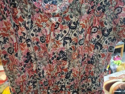 DownEast Floral Paisley Smocked Waist Mini Dress Women's Size XS Puff Sleeve