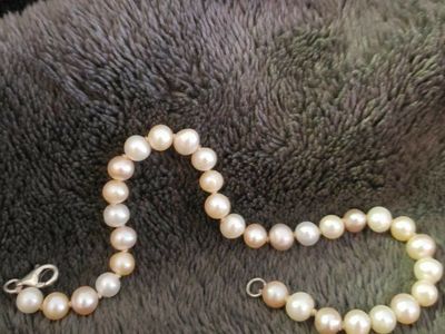 vintage Pearl Bracelet Strand with Sterling Silver Clasp