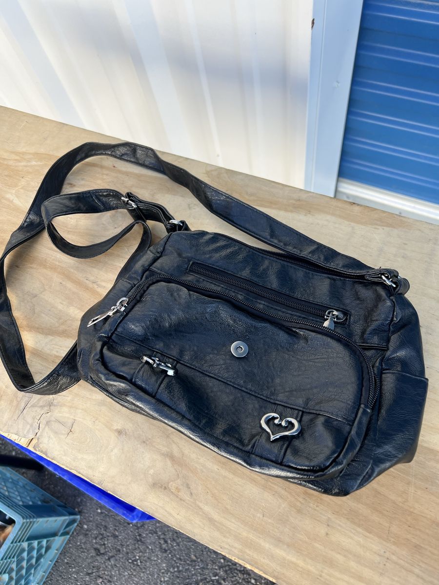 Black Faux Leather Crossbody Bag