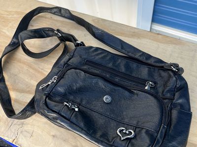 Black Faux Leather Crossbody Bag