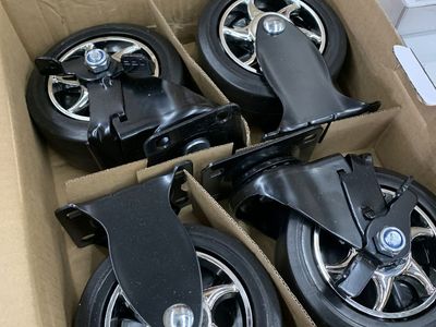 Everbilt 5 in. Black Tool Chest Caster Set 2 Rigid and 2 Swivel with Brake with 1300 lbs. Load Rating (4-Pack)