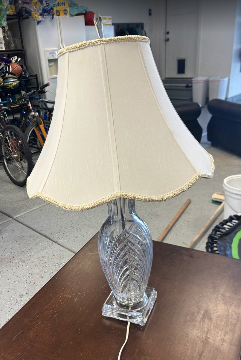 Elegant Crystal Glass Table Lamp with Shade – $70 OBO