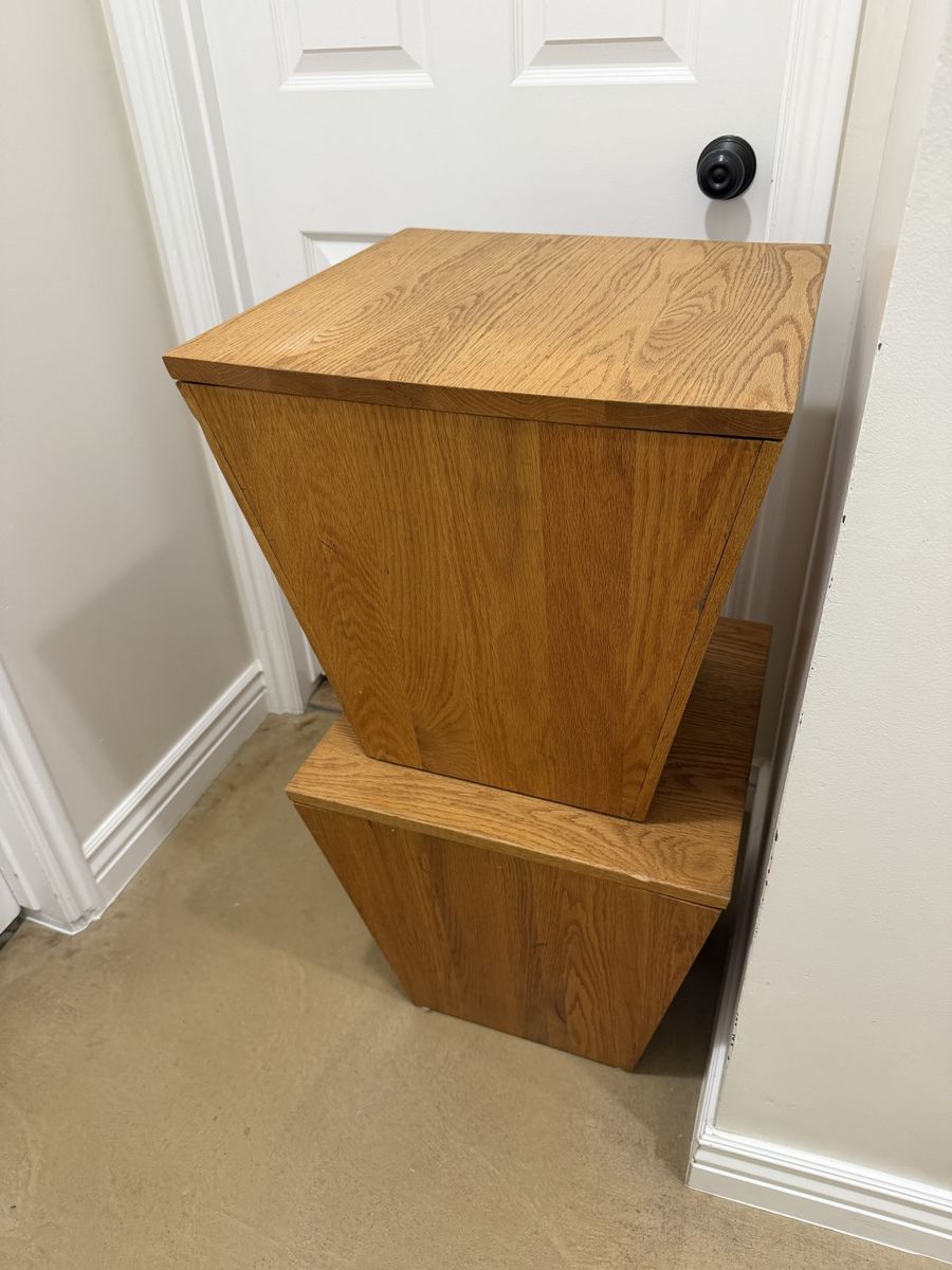 DownEast Wooden Tapered Side Tables / Nightstands with Storage - Set of 2