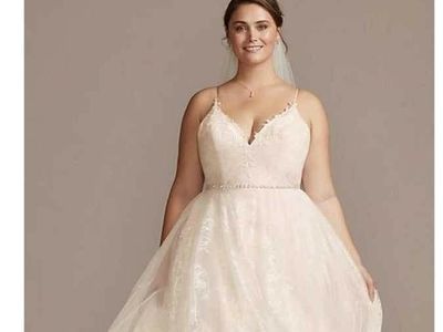Wedding Dress White Tulle Spaghetti Strap Gown Used Good