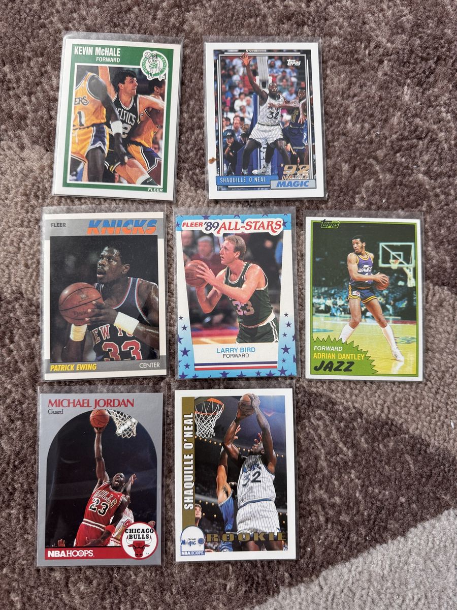 Vintage NBA Basketball Card Lot Michael Jordan, Shaq, Larry Bird, Ewing, McHale, Dantley