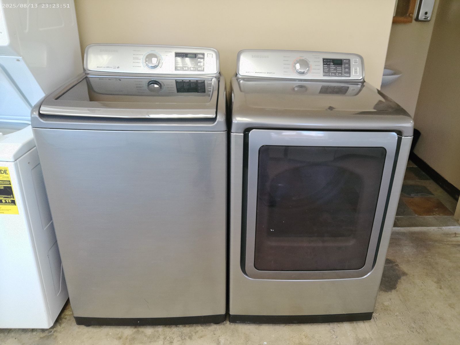 Super Capacity HE Top Load Washer & Dryer Set - Silver, SmartCare, MultiSteam