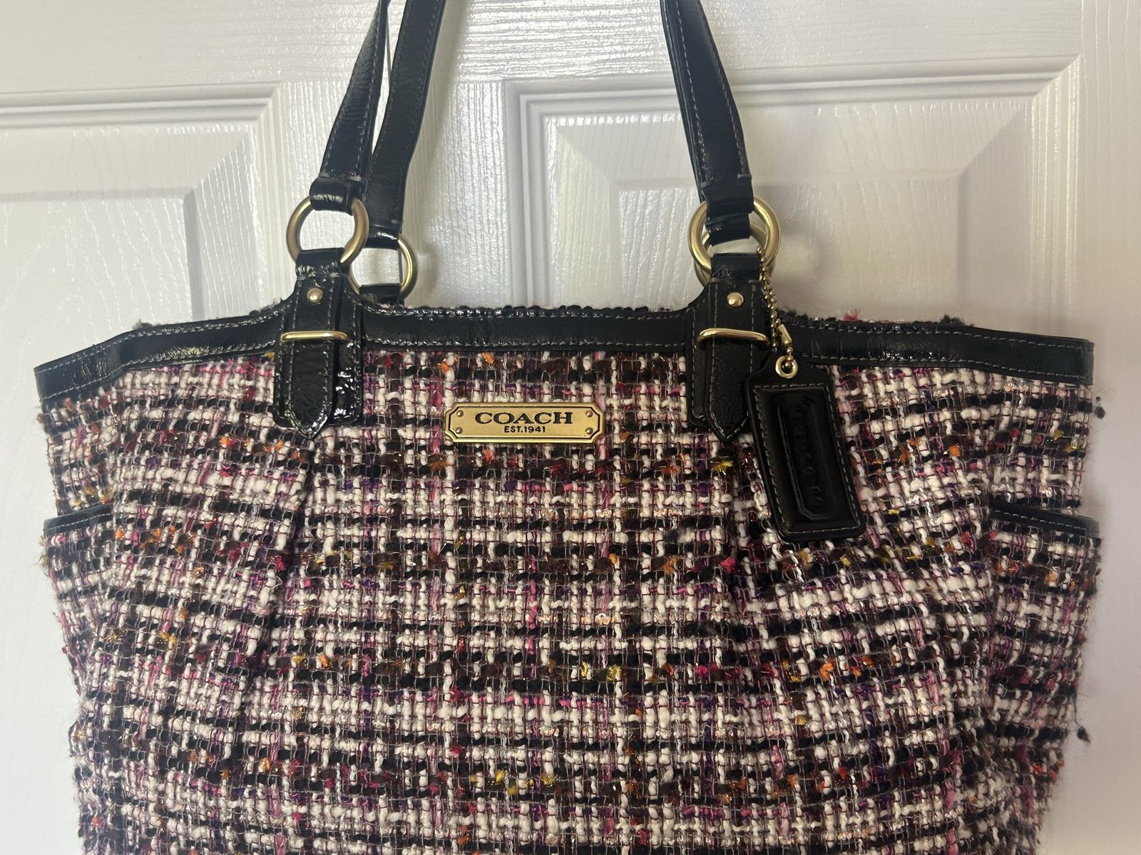 Coach Multi-Color Boucle Tweed Shoulder Tote Bag