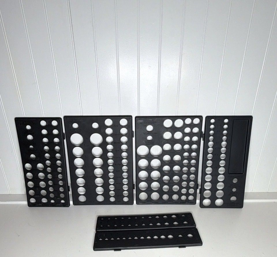 6-Piece Black Plastic Socket Drawer Organizers Set, Fits Up to 195 Sockets