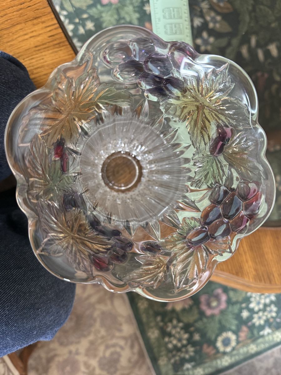 Glass Vase With Floral Pattern Around The Top