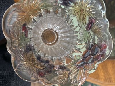 Glass Vase With Floral Pattern Around The Top