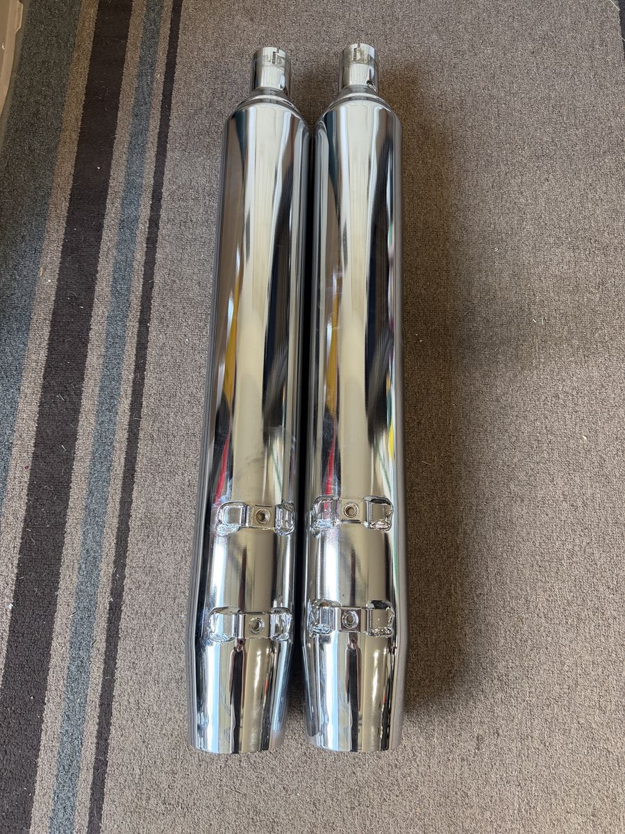 Pair of Chrome Slip-On Motorcycle Exhaust Mufflers Pipes