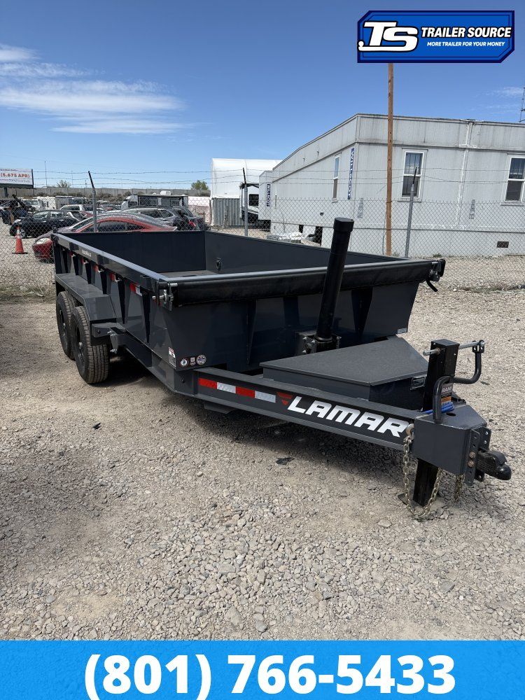 7x14 Lamar DT Dump Trailer - 24" Sides - 14K GVWR - Stabilizer Jacks, Telescopic