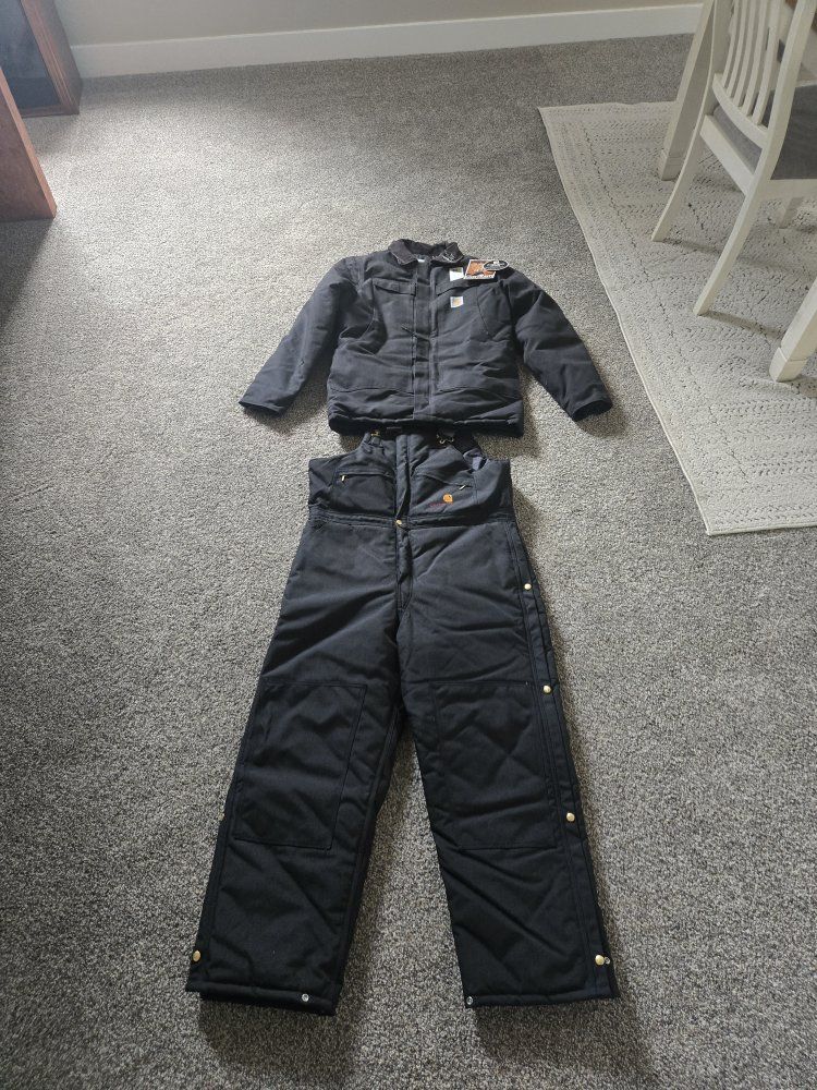 Carhartt Workwear Black Insulated Bib Overalls & Matching Work Jacket - Men's Size L (New with Tags)