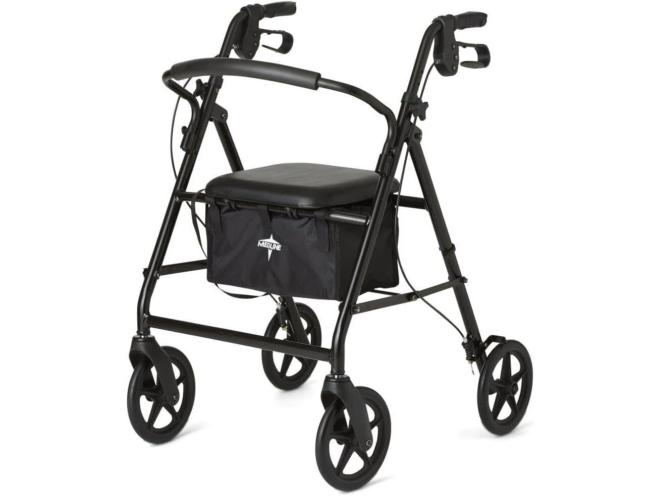 Medline Rolling Walker Foldable, Adjustable Handles, Weight Capacity 300 lb.