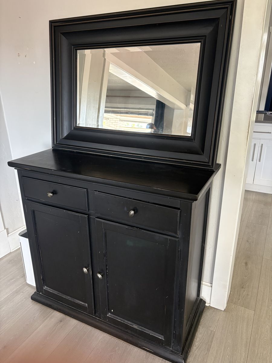 Black Buffet / Sideboard Cabinet with Mirror