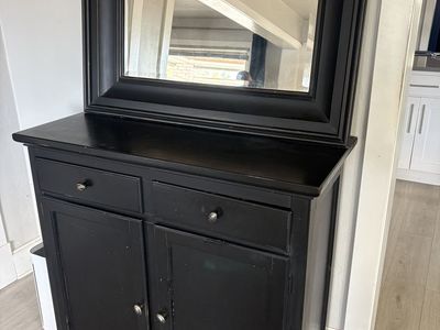 Black Buffet / Sideboard Cabinet with Mirror