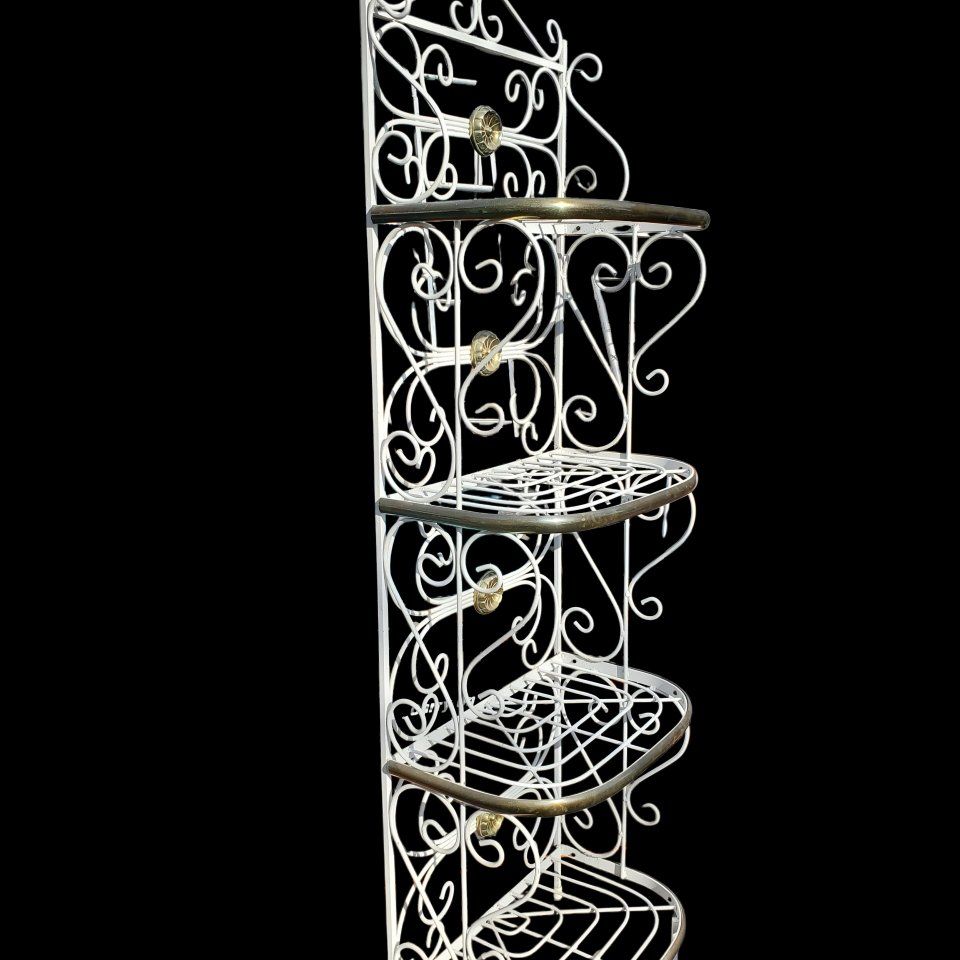 Gorgeous Vintage White Iron Baker's Rack