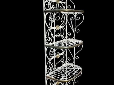 Gorgeous Vintage White Iron Baker's Rack
