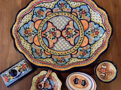 Hand-Painted Mexican Talavera Pottery Serving Collection – Never Used
