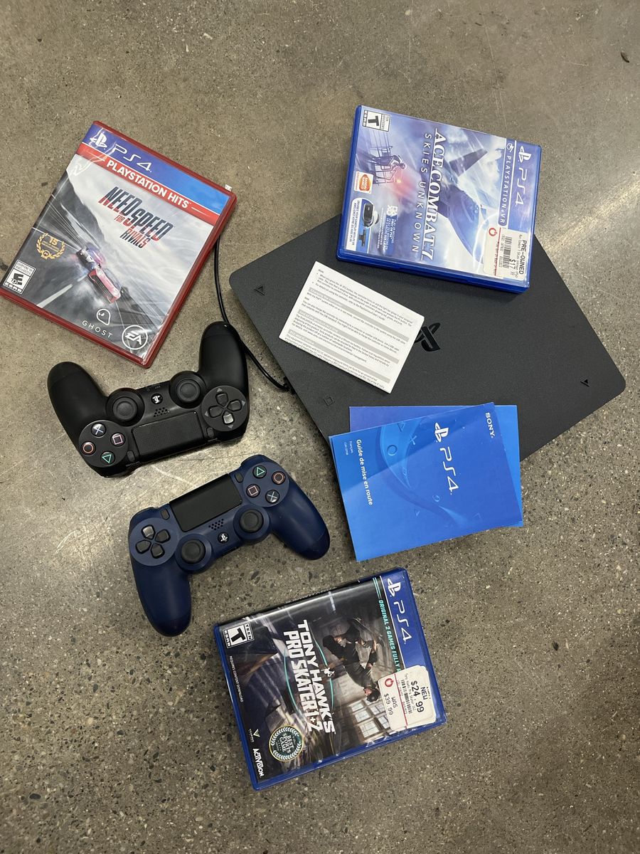 Sony PlayStation 4 (PS4) Slim Console 500GB with 2 Controllers & 3 Games