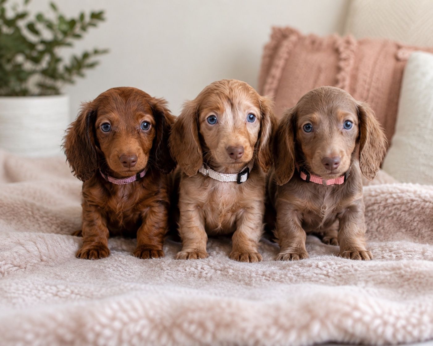 Female Long Hair Mini Dachshunds • Isabella • Isabella Dapple • Red Chocolate Dapple