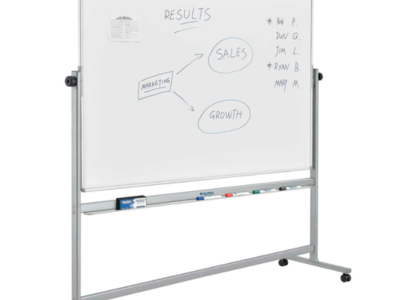 Mobile Reversible Magnetic Whiteboard - 72"W x 48"H - Steel - Silver Frame