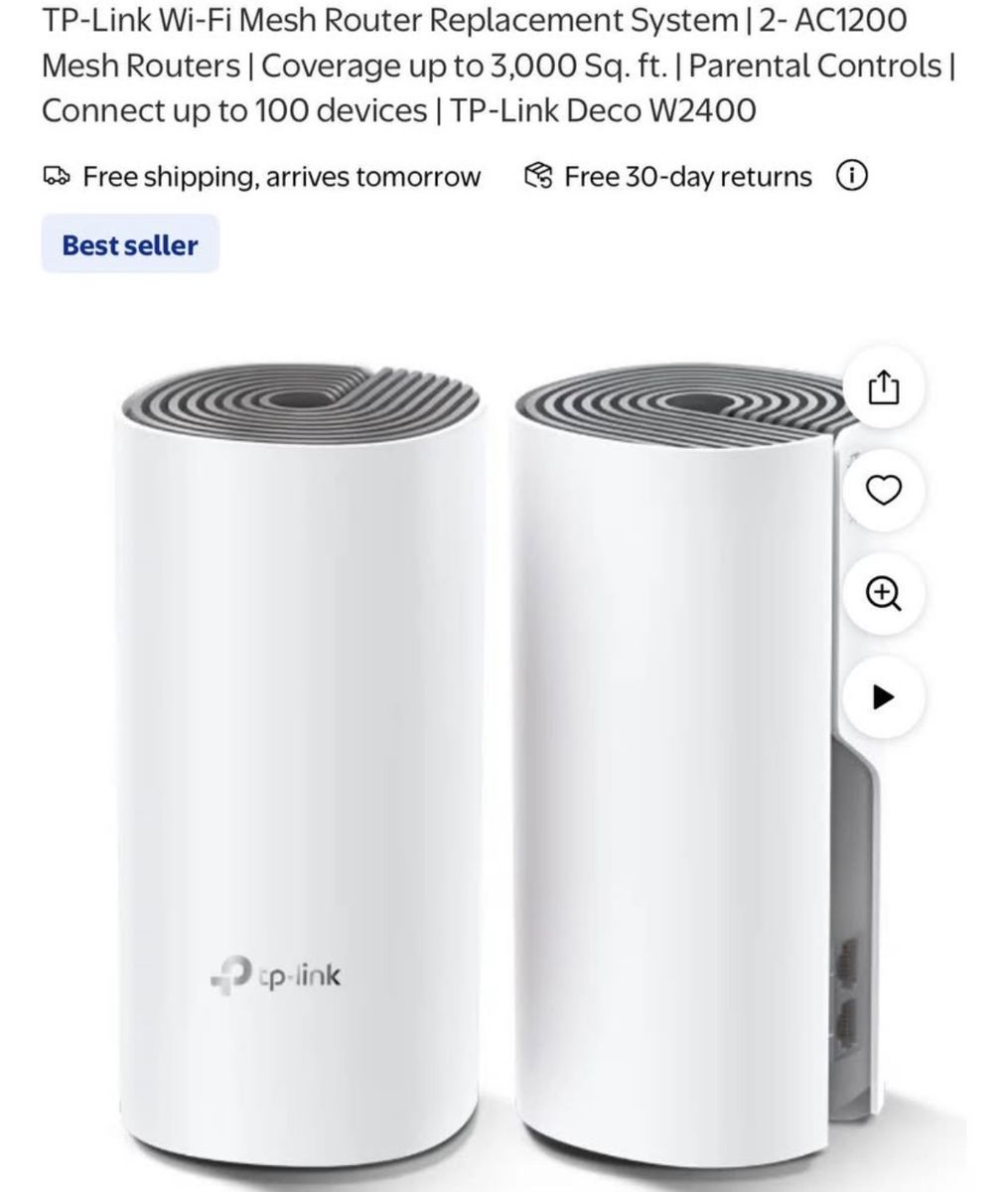 TP-Link Deco W2400 AC1200 Whole Home Mesh Wi-Fi System, 2-Pack, 3000 Sq Ft Coverage, Parental Controls