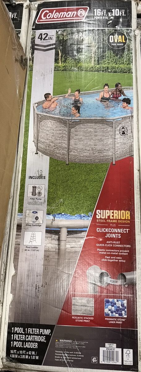 Coleman 16ft x 10ft x 42in Power Steel Oval Above Ground Pool. Brand New!