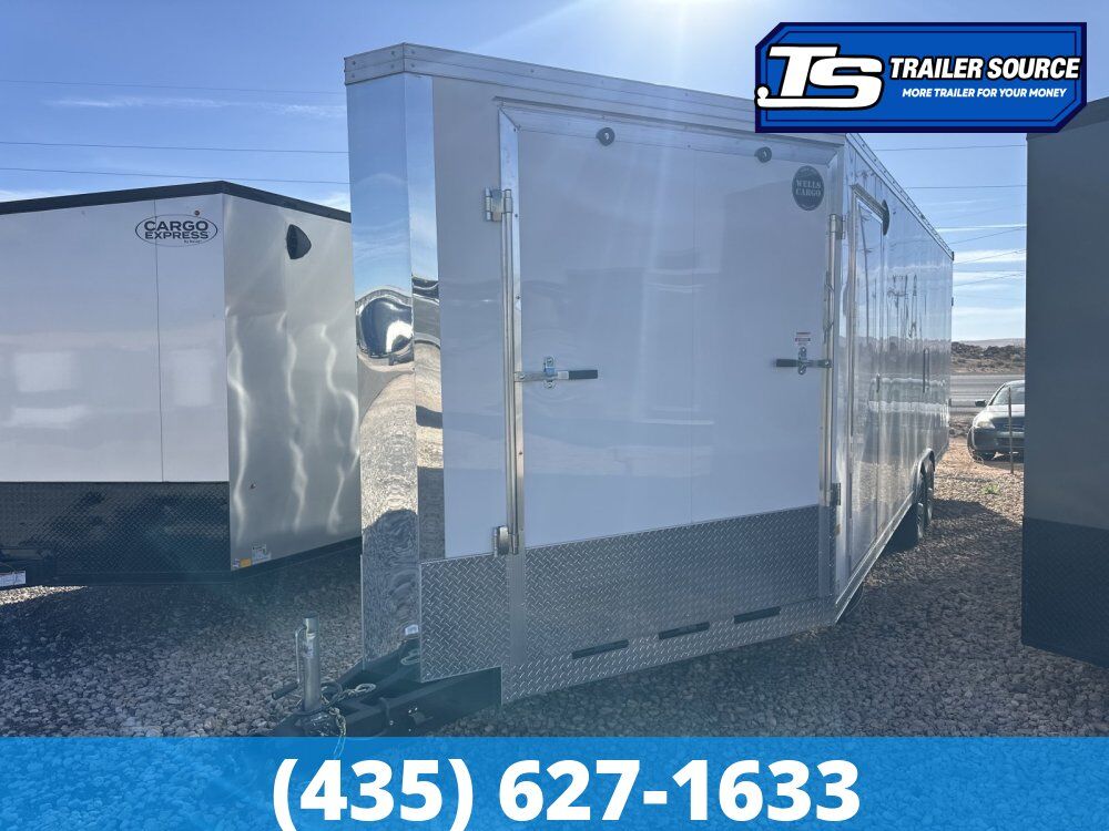 8.5x30 Wells Cargo Sport Trac Snowmobile Trailer - 7'6" Interior - 10K GVWR Drive Over Wheel Boxes, Finished Interior, Nudo